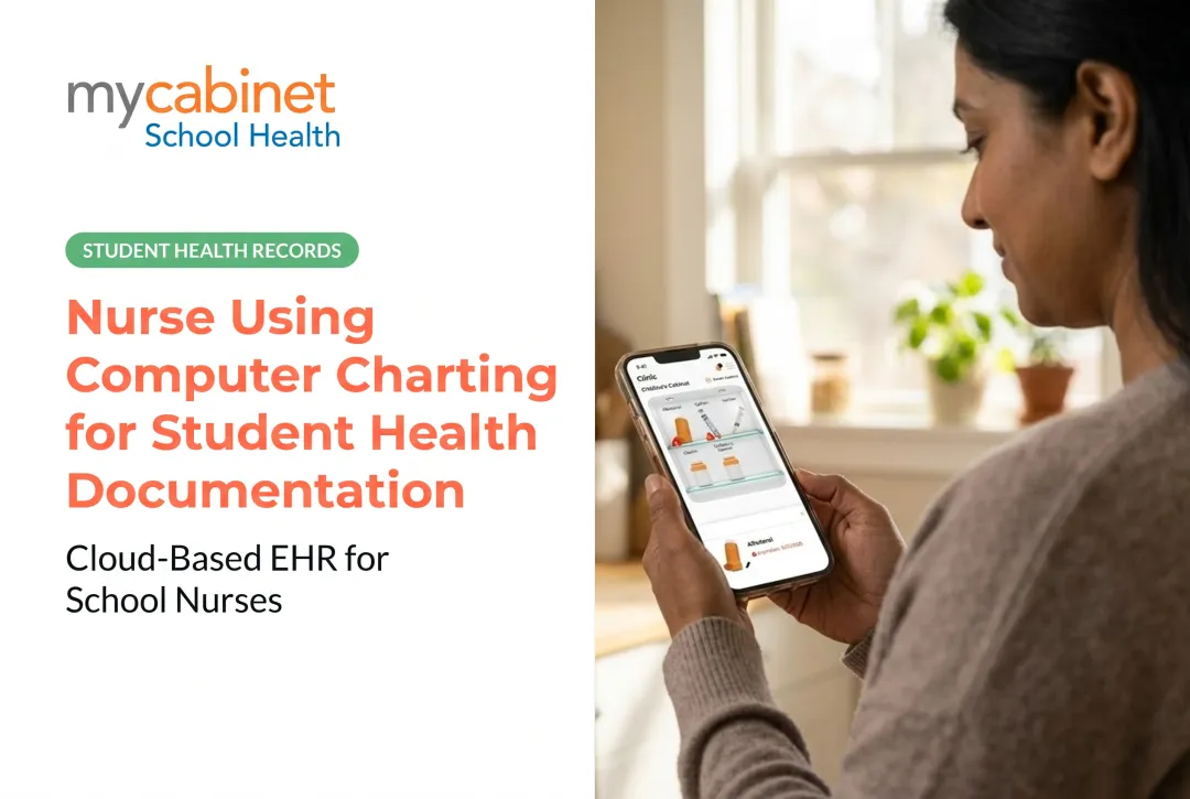 Nurse Using Computer Charting for Student Health Documentation