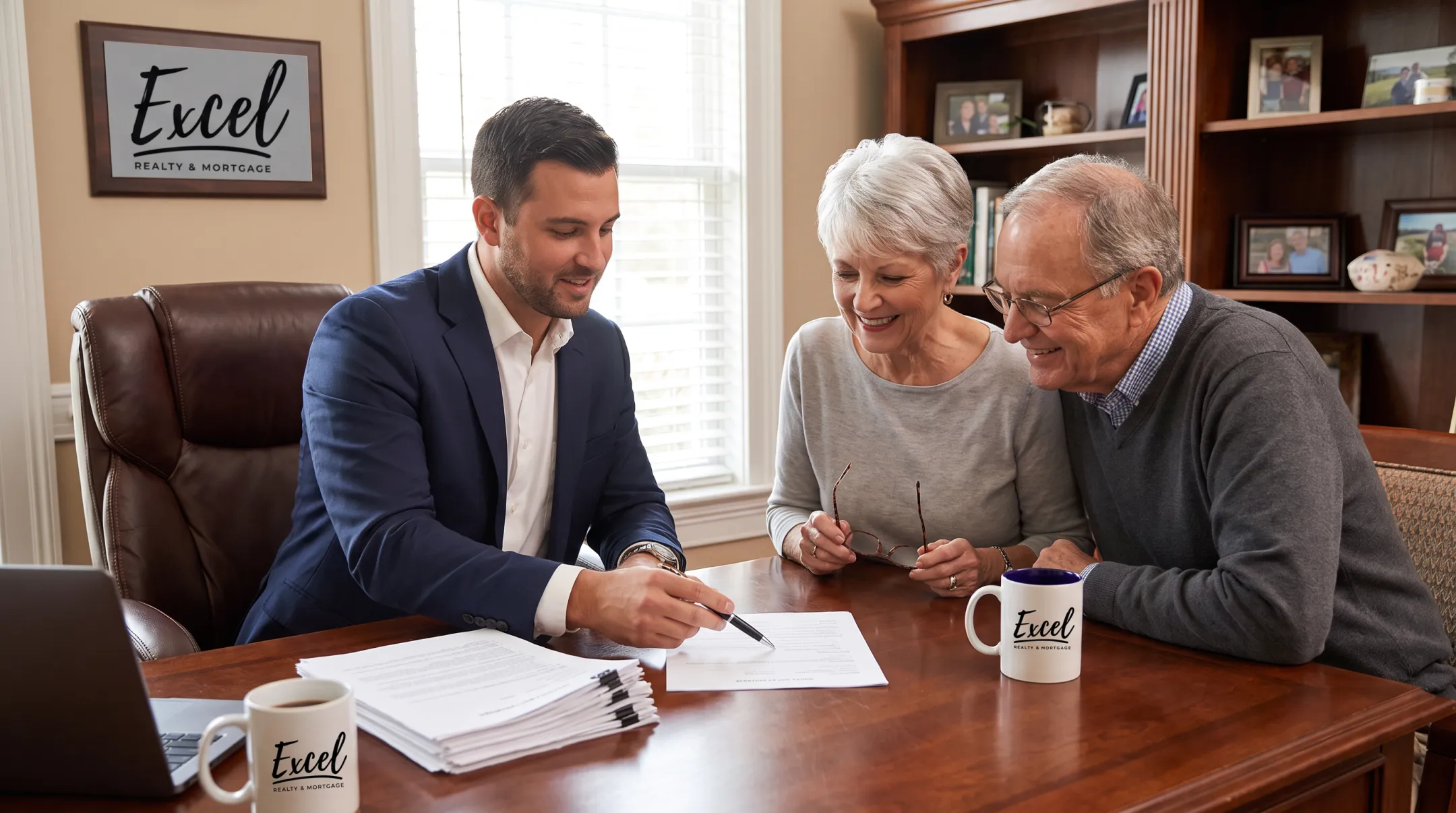 Mortgage loan officer consulting with senior homeowner about reverse mortgage options