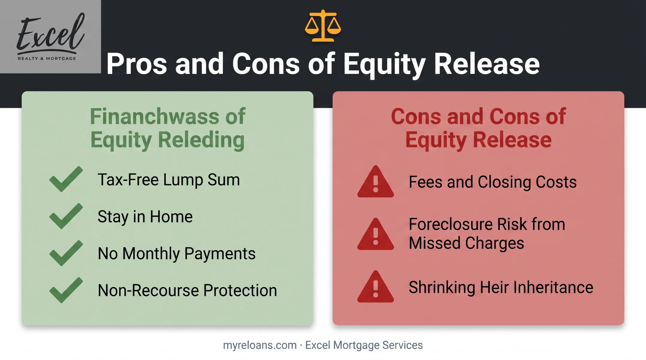Pros and cons of releasing home equity comparison chart