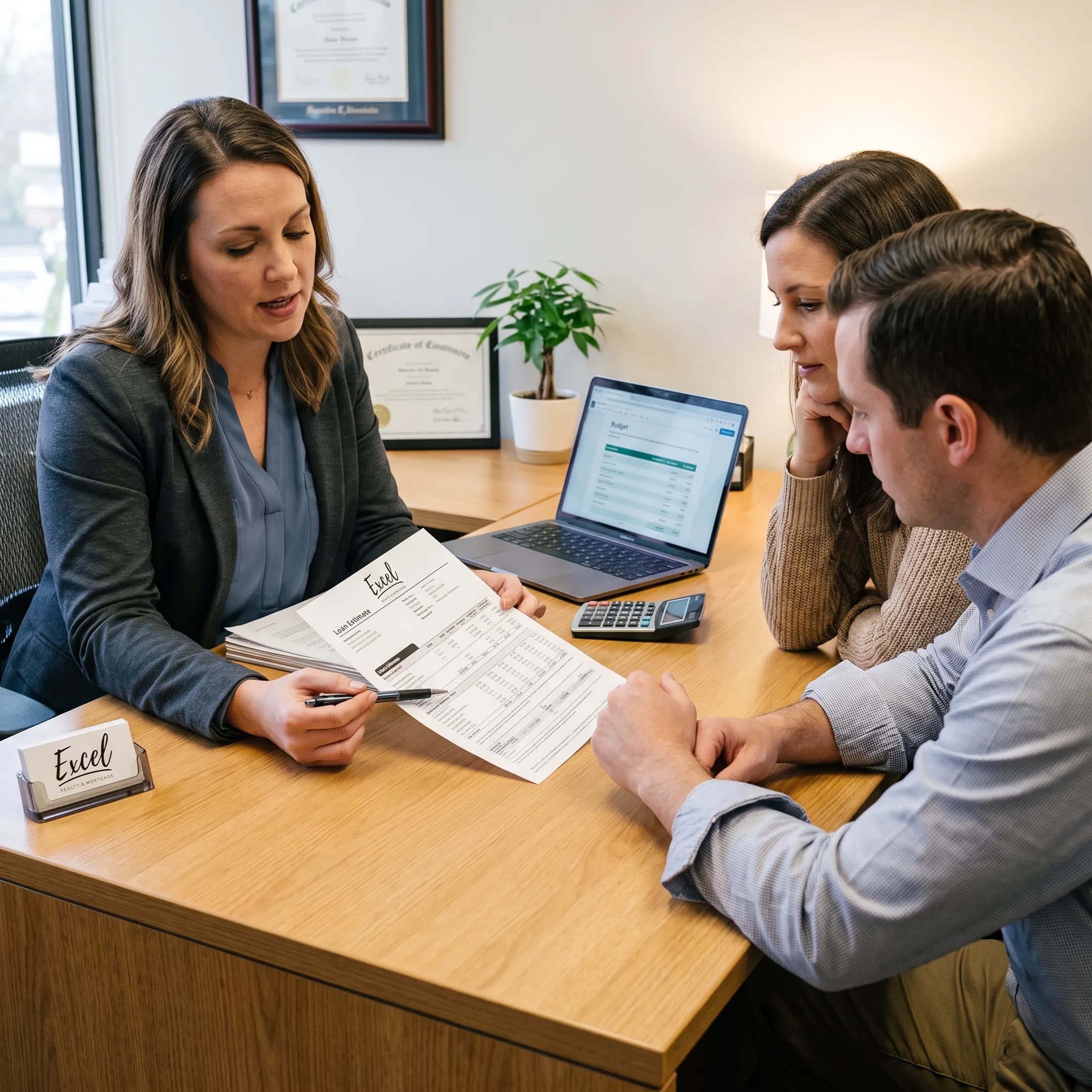 Mortgage professional helping a first-time buyer review loan paperwork