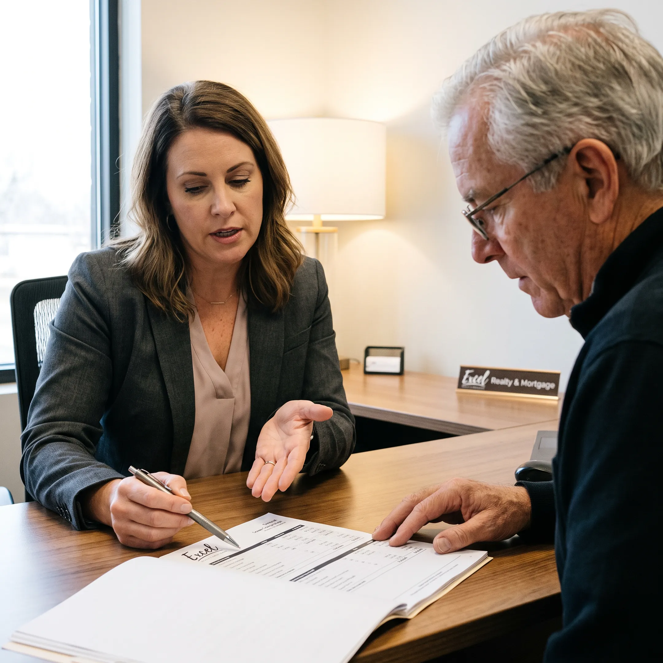 Mortgage officer explaining senior home financing choices
