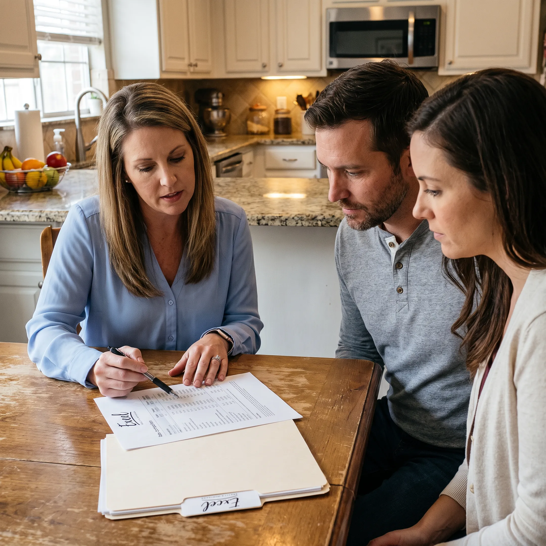 Mortgage professional explaining refinance choices