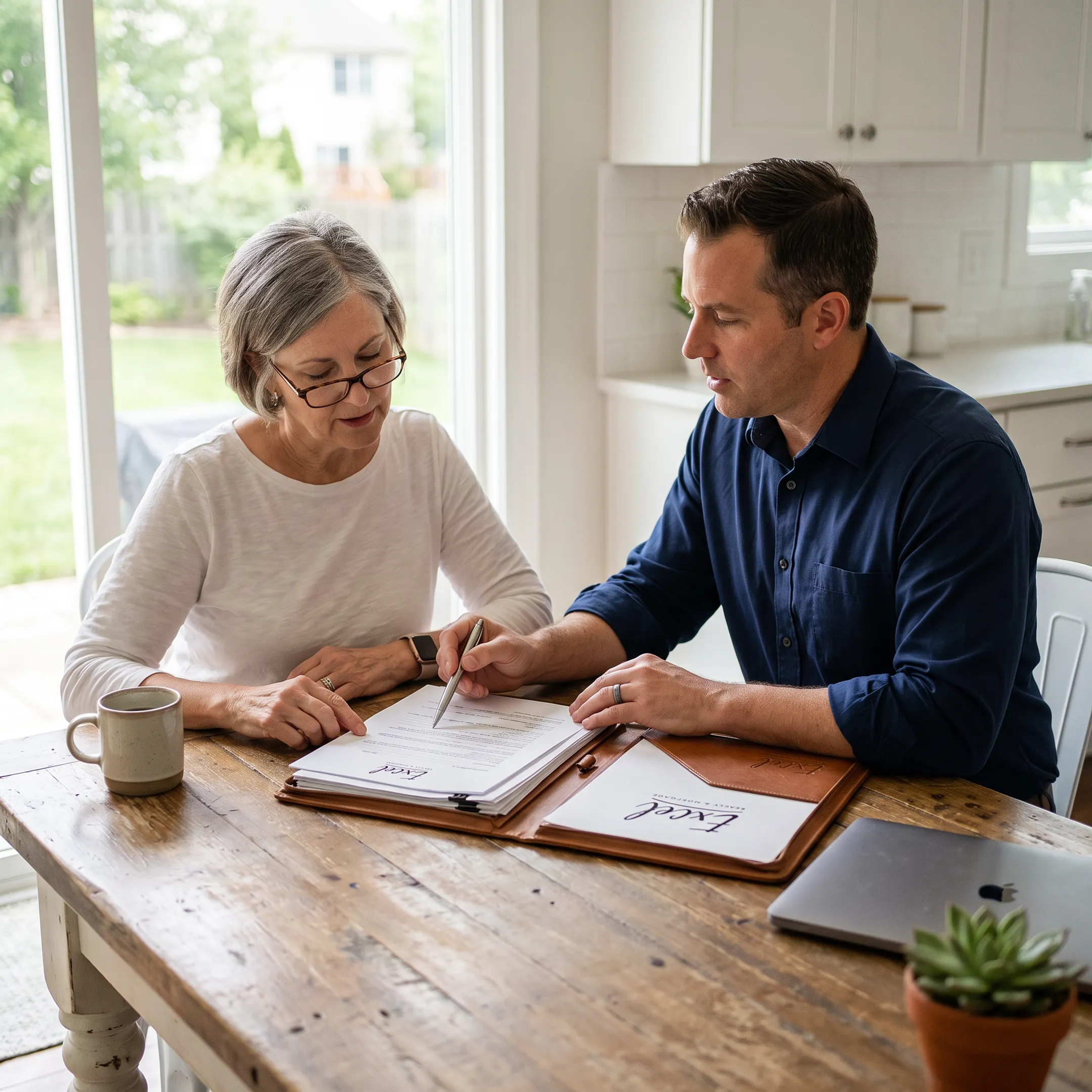 Homeowner reviewing reverse mortgage options with a loan officer