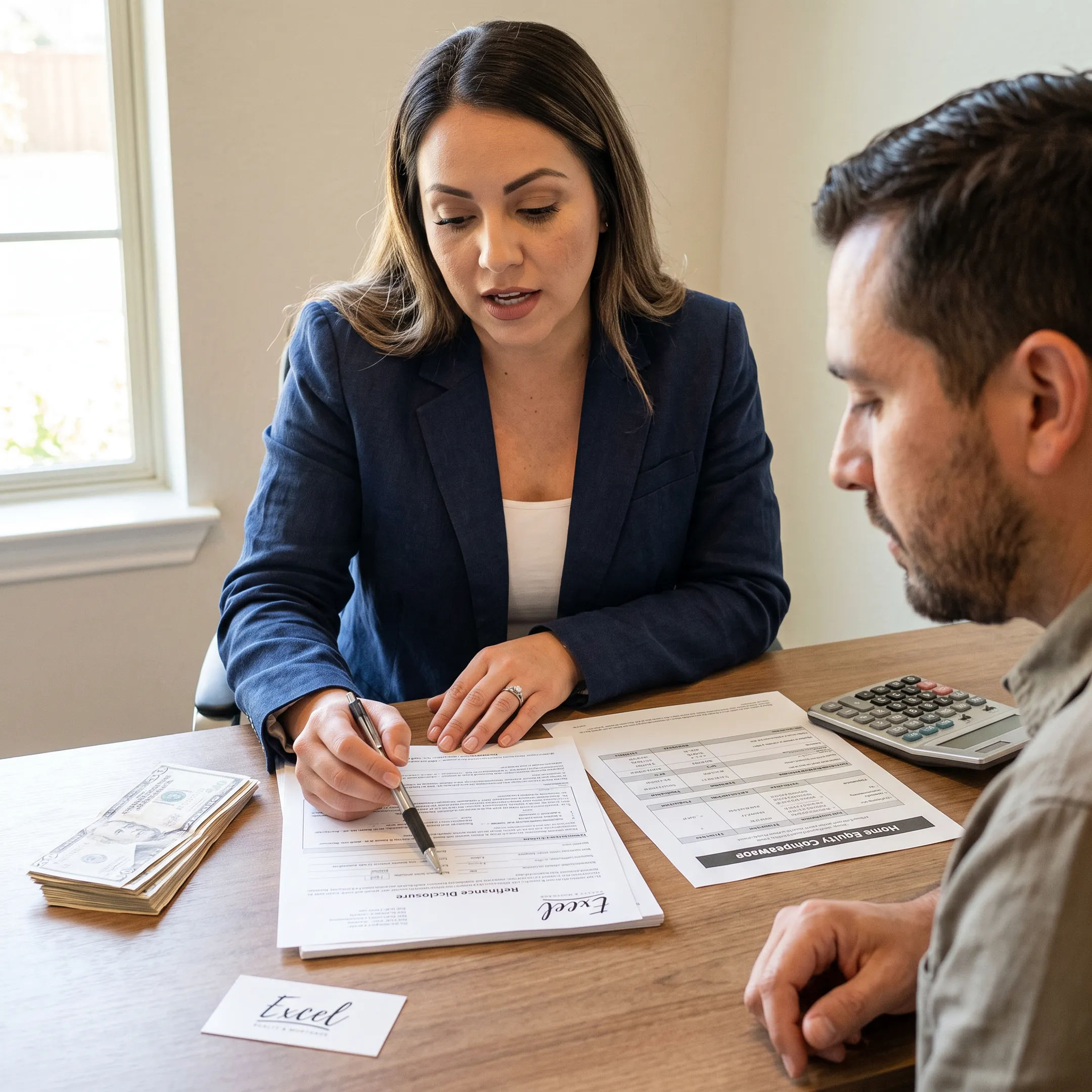 Mortgage officer explaining home equity consolidation