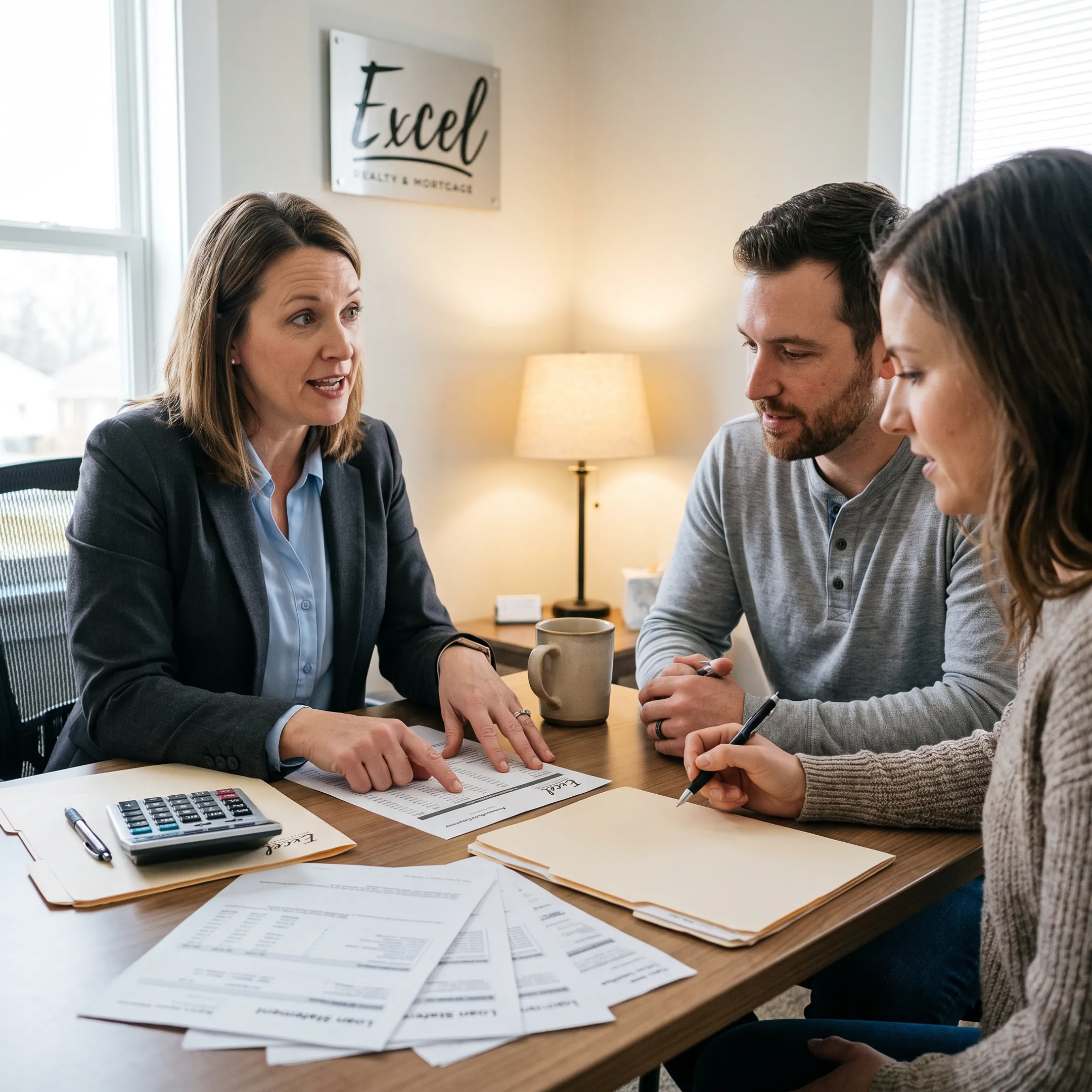 Mortgage professional explaining consolidation options to homeowners