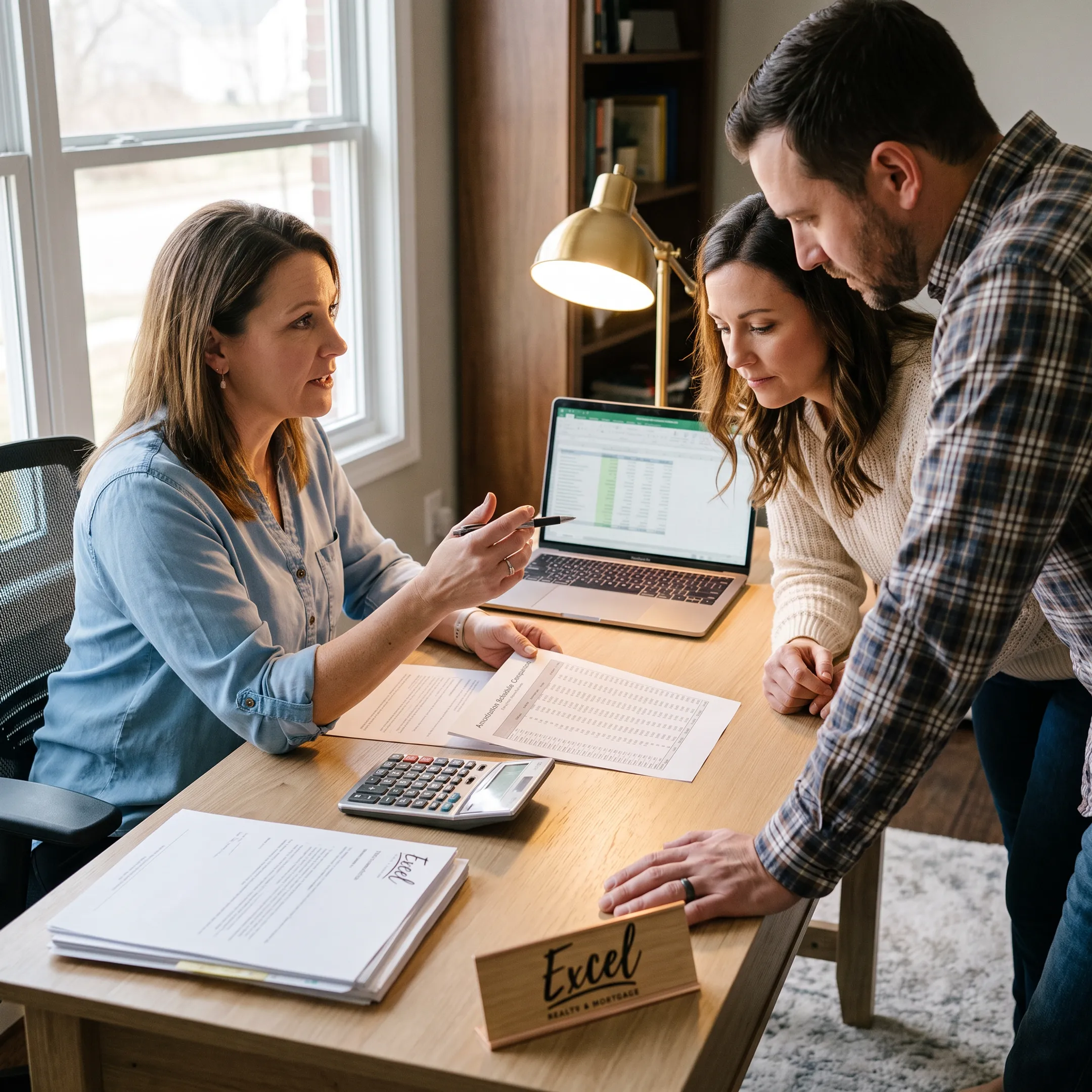 Mortgage advisor explaining loan options to homeowners