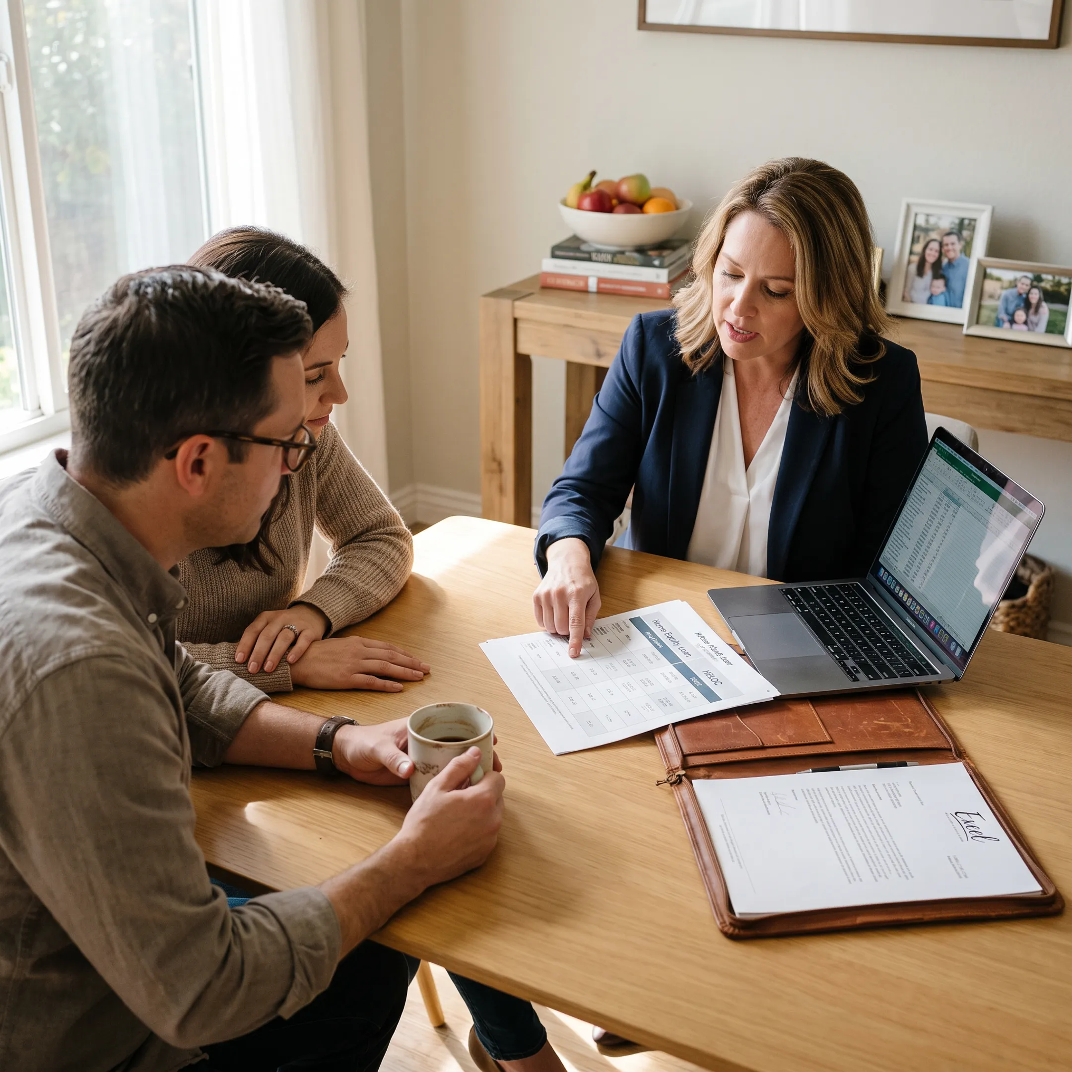 Mortgage loan officer explaining home equity options