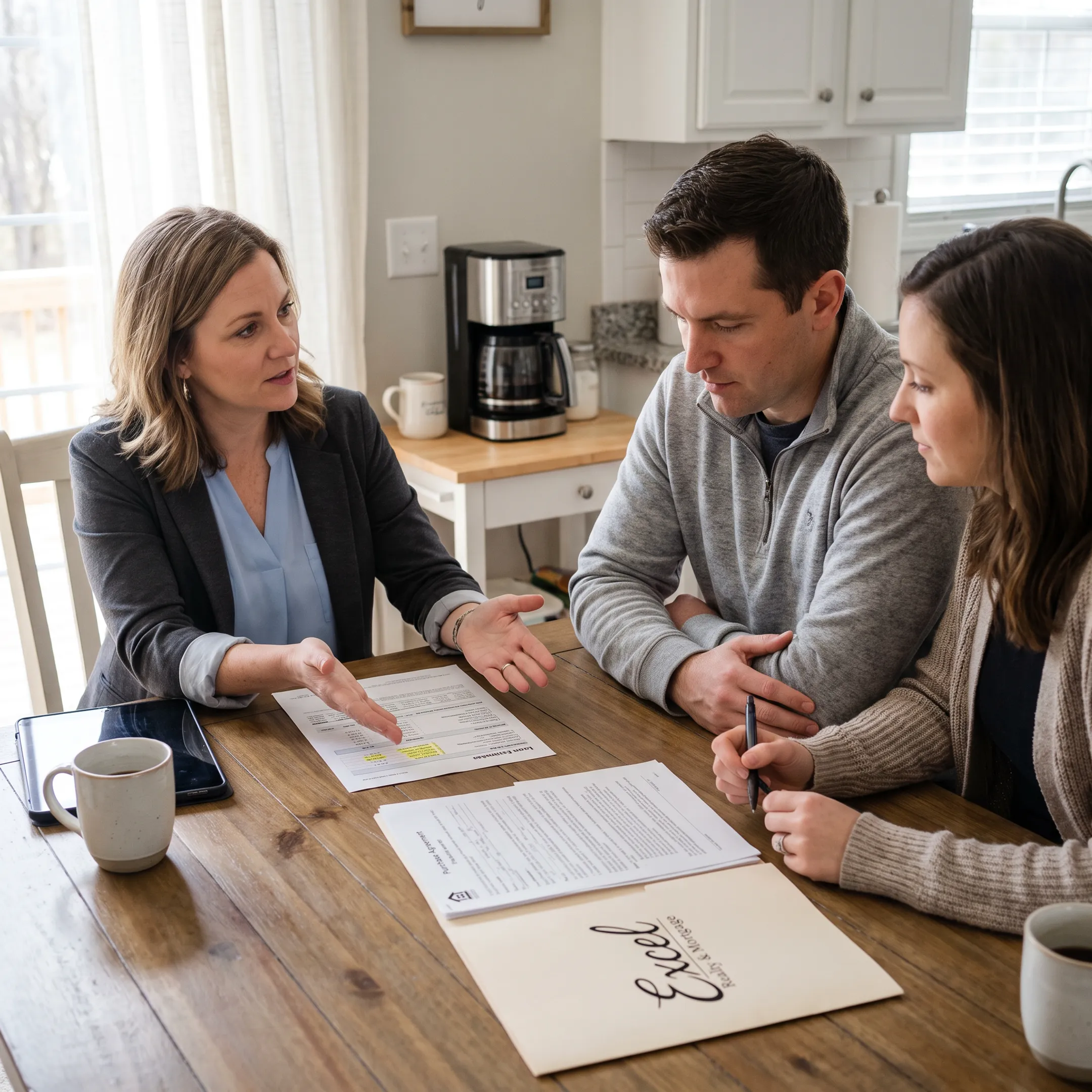Homebuyer reviewing mortgage options with a loan officer