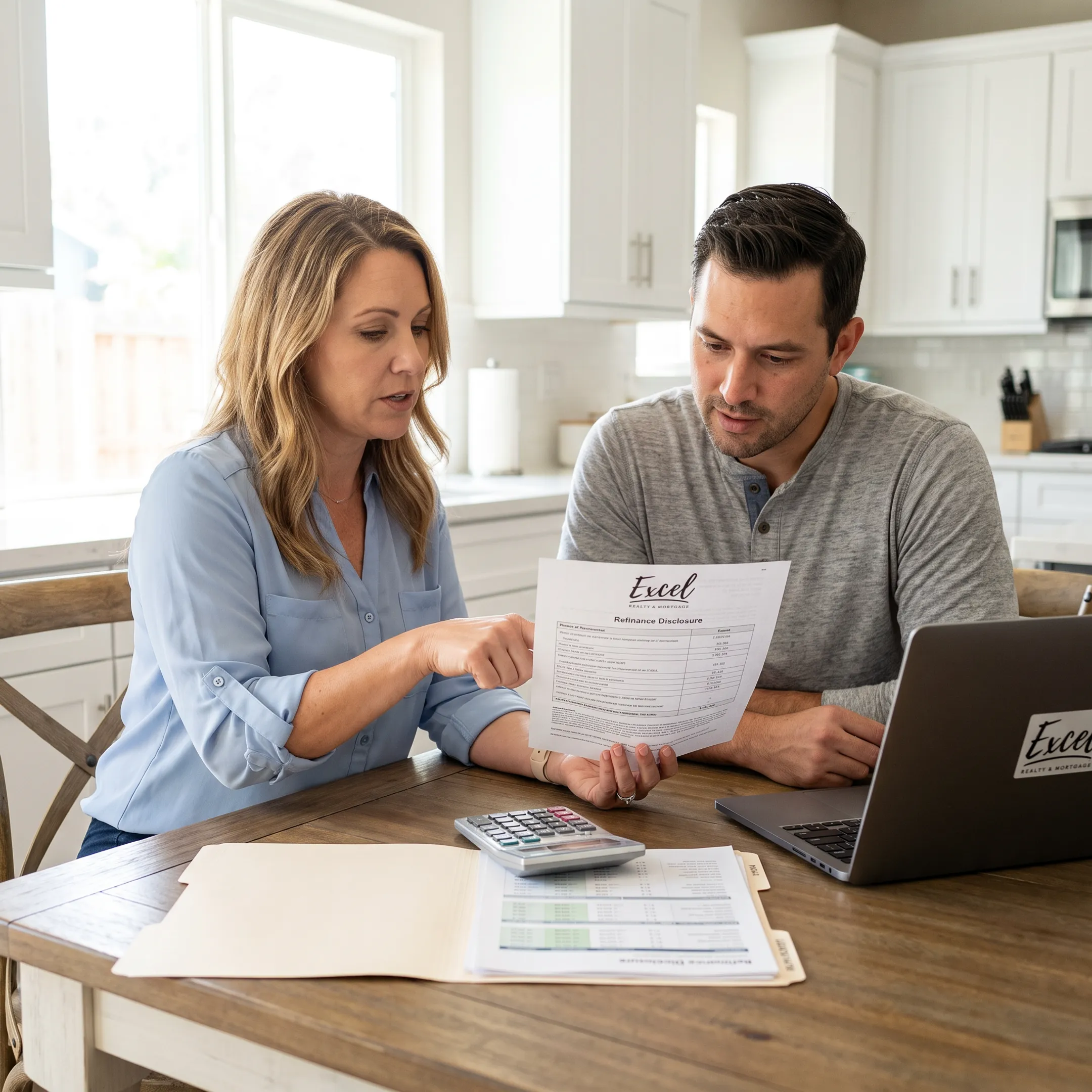 California homeowner reviewing mortgage refinance paperwork