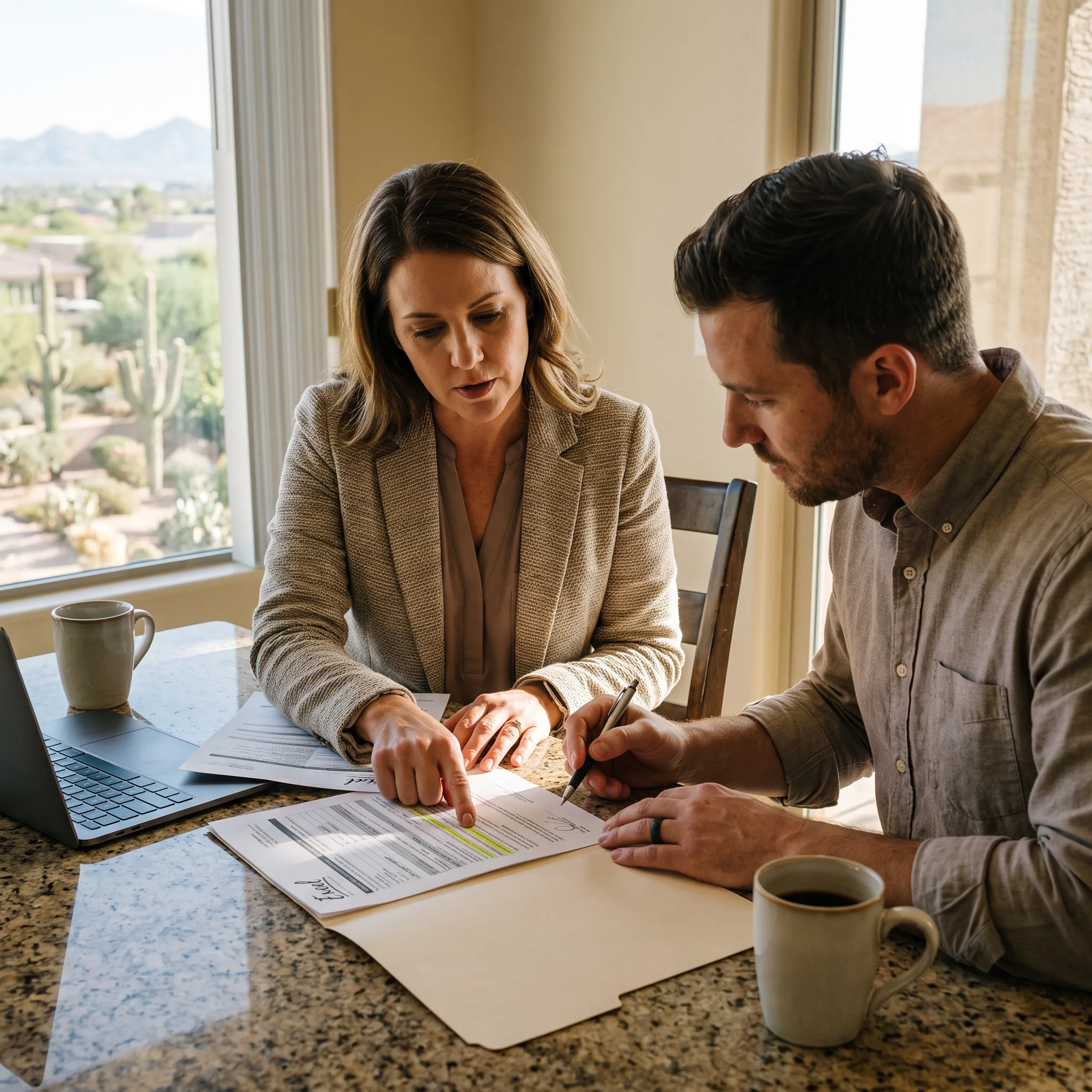 Phoenix homeowner reviewing mortgage refinancing options