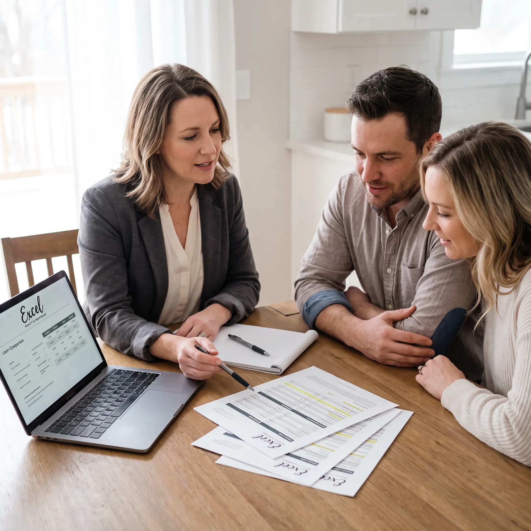 Homebuyer reviewing mortgage options with a loan officer