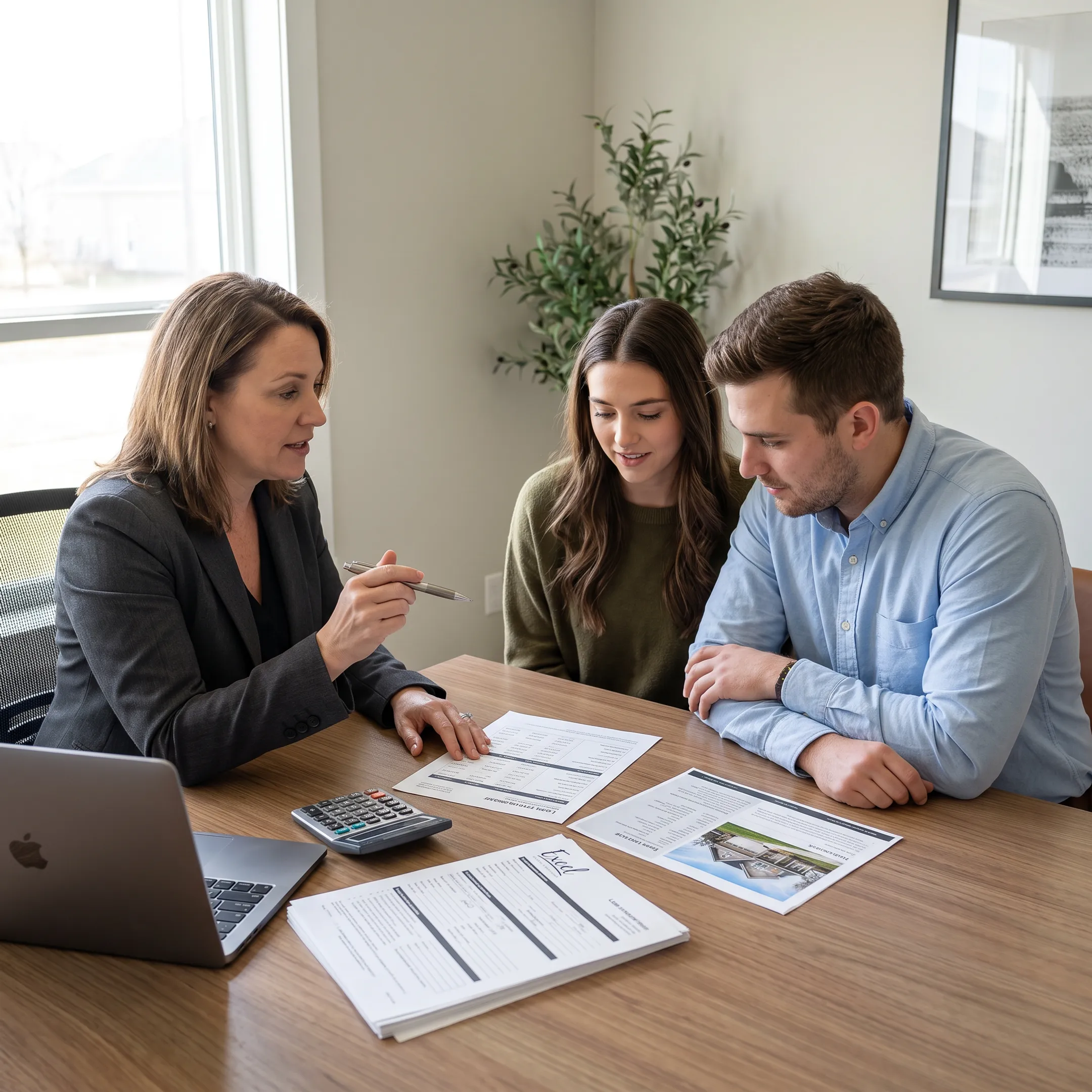 Mortgage officer guiding first-time buyers