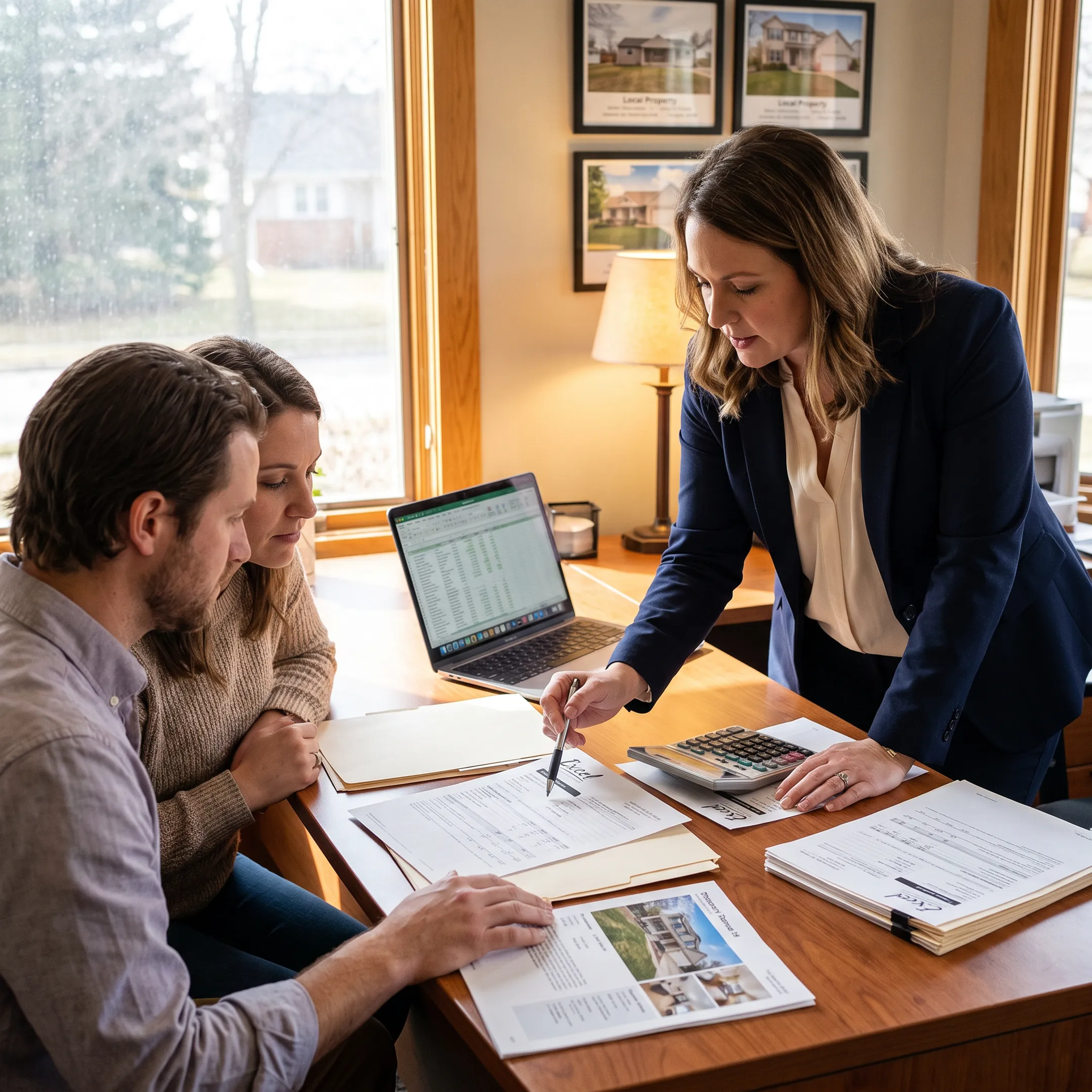 First-time homebuyers reviewing mortgage options with an advisor