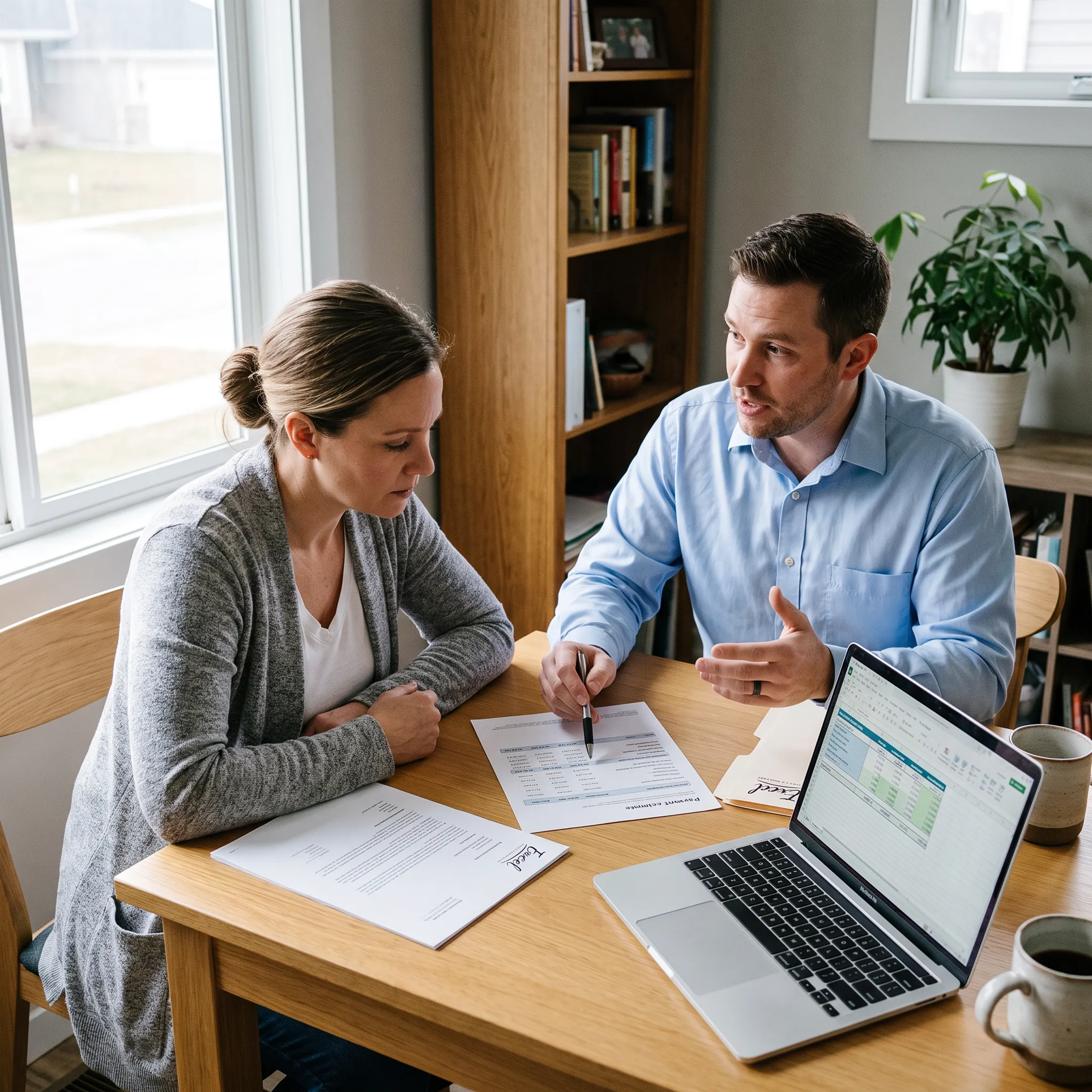 Homeowner reviewing debt consolidation loan documents