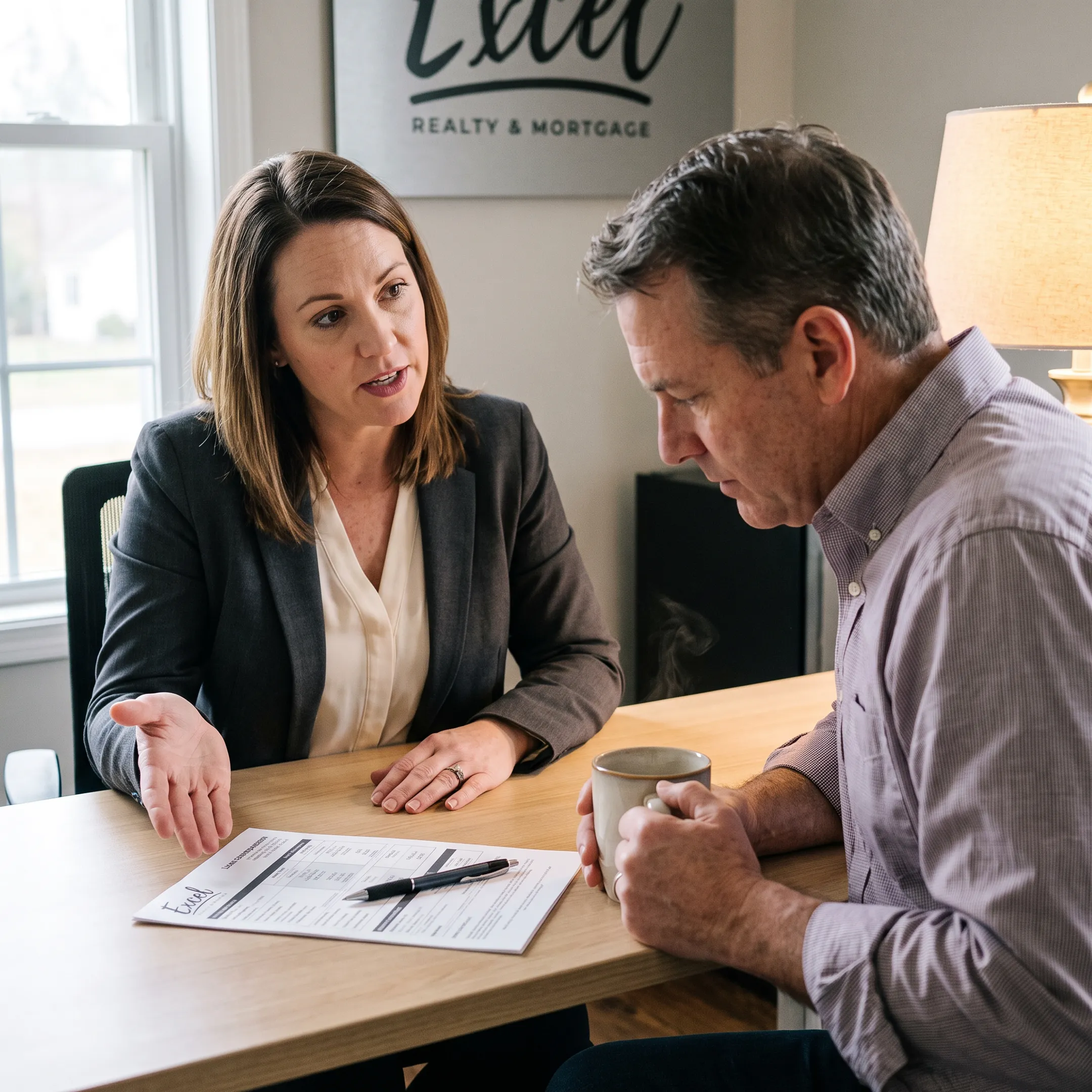 Mortgage professional explaining consolidation loan options