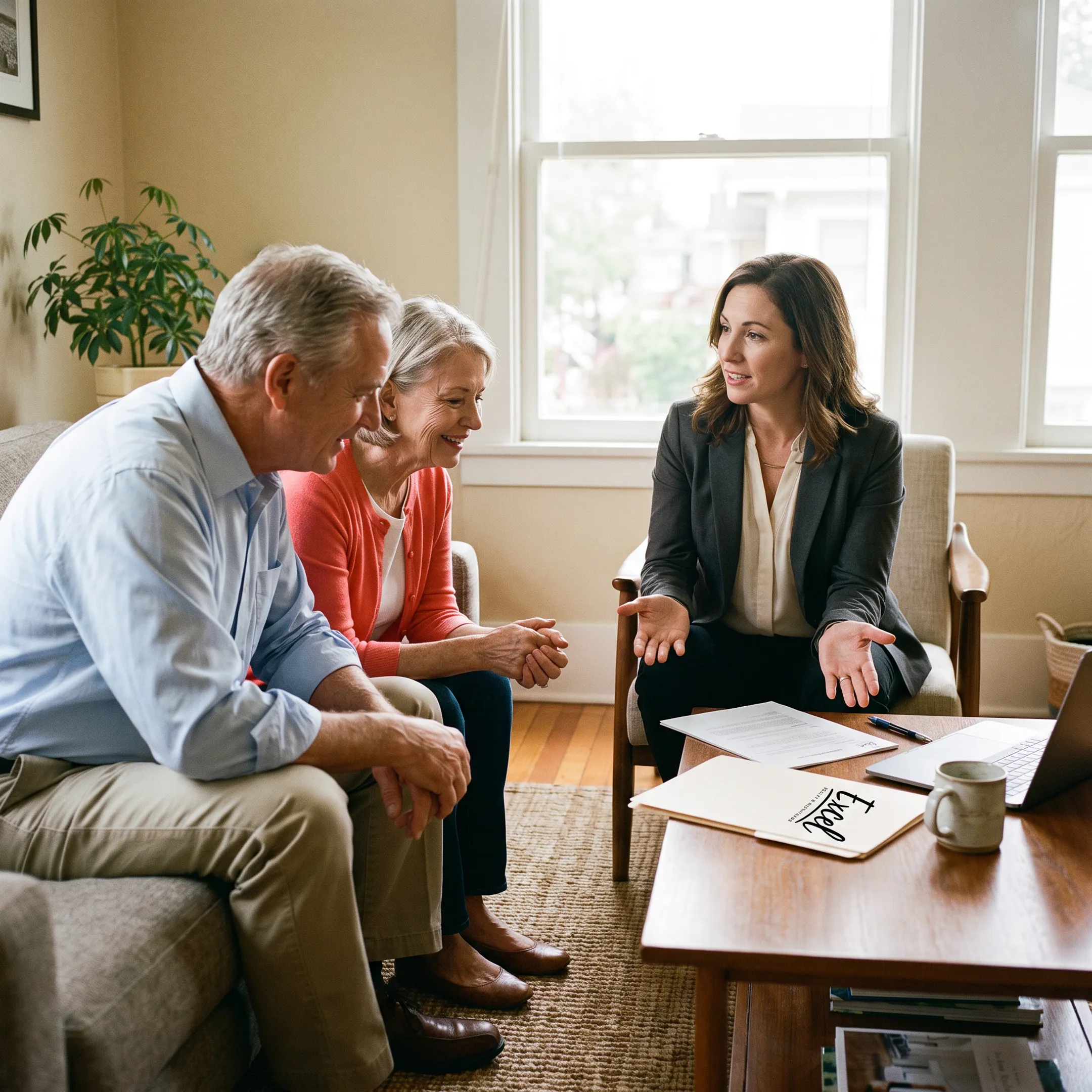 Mortgage officer explaining home equity options to homeowners