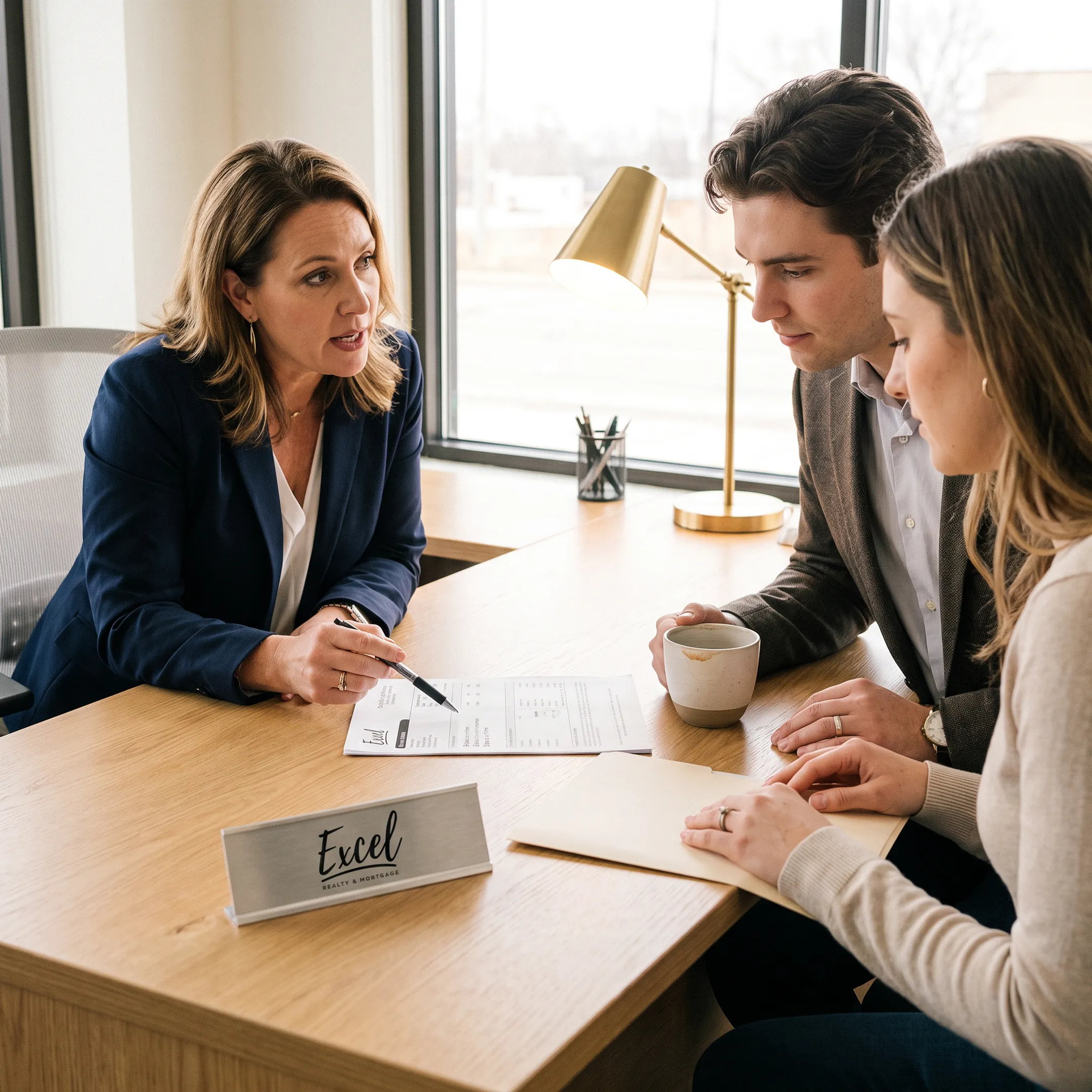 Mortgage officer explaining home loan documents