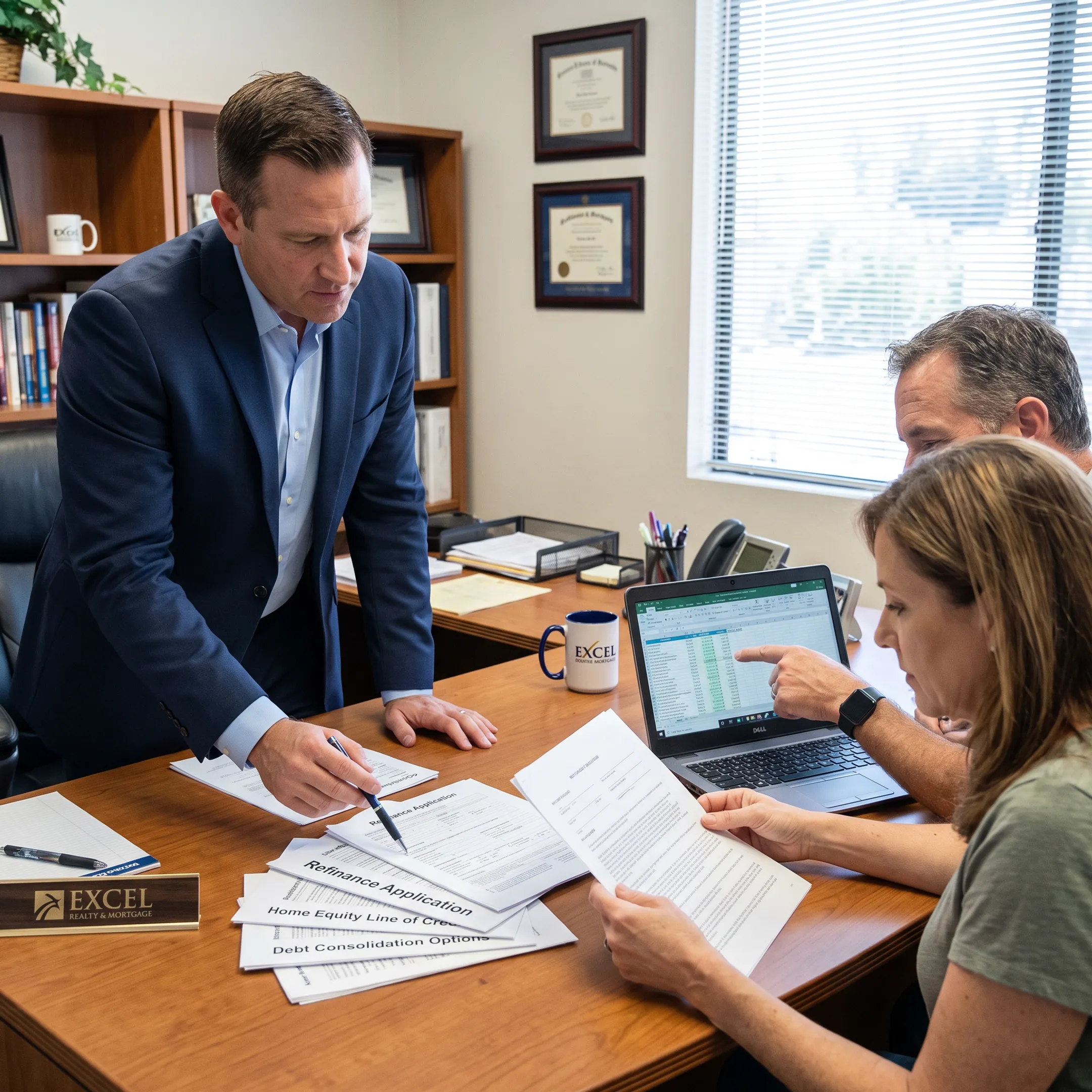 Mortgage professional discussing home equity consolidation