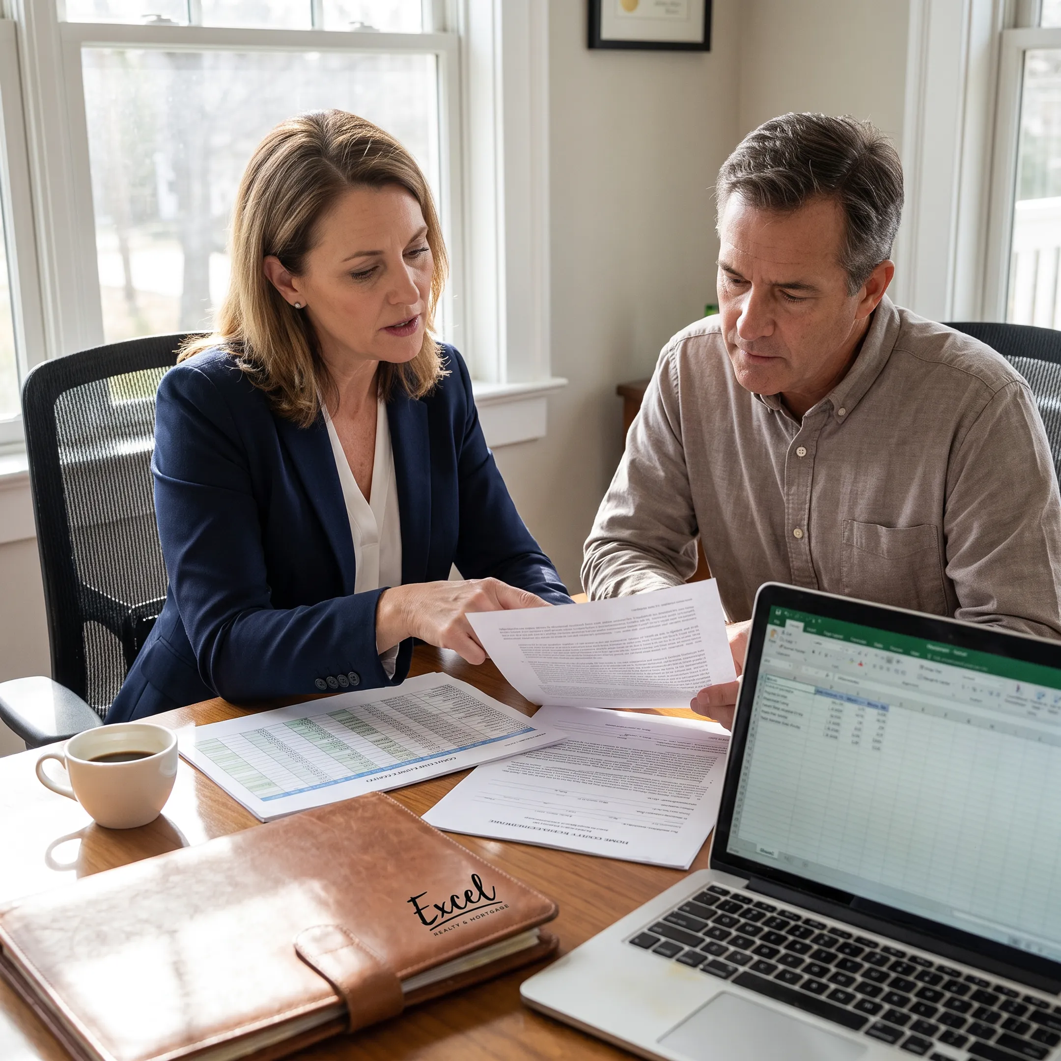 Mortgage officer explaining home equity consolidation