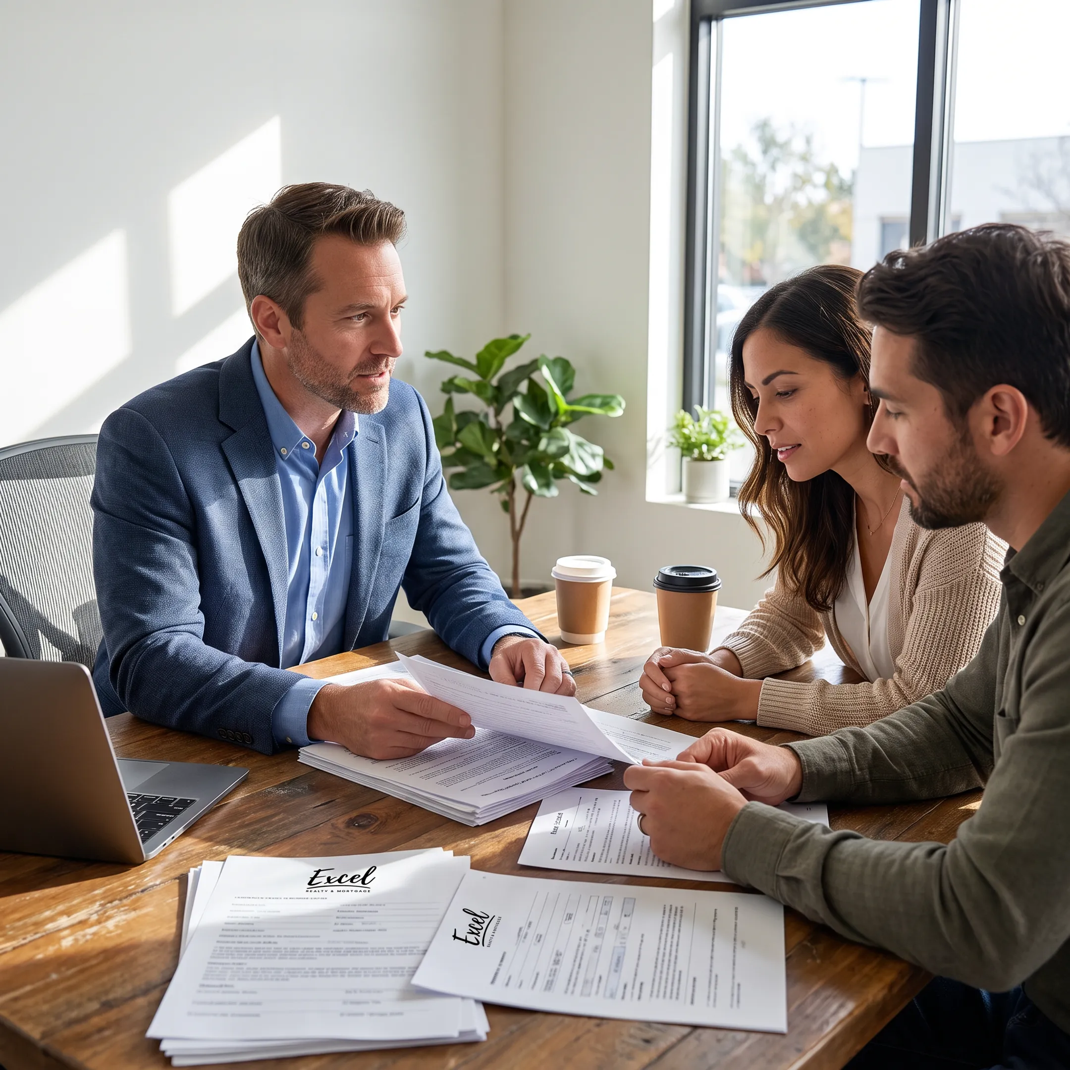 Mortgage professional reviewing home financing options with clients