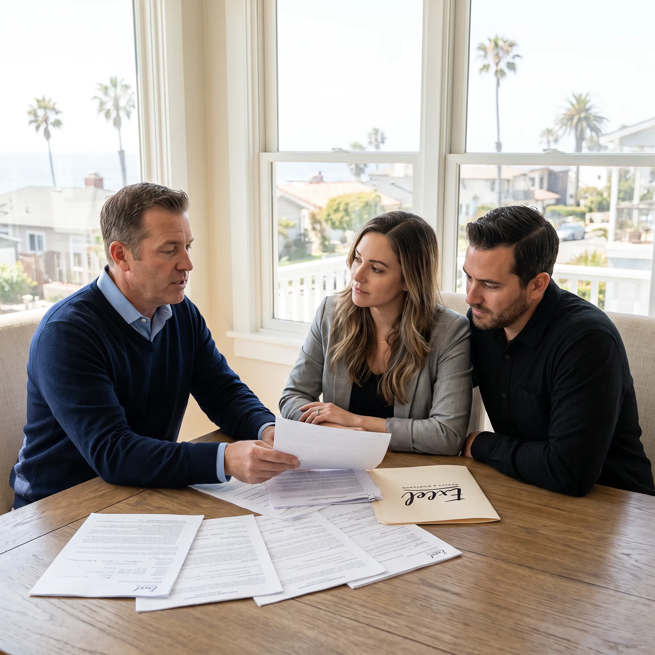 Homebuyer reviewing mortgage options with a loan officer