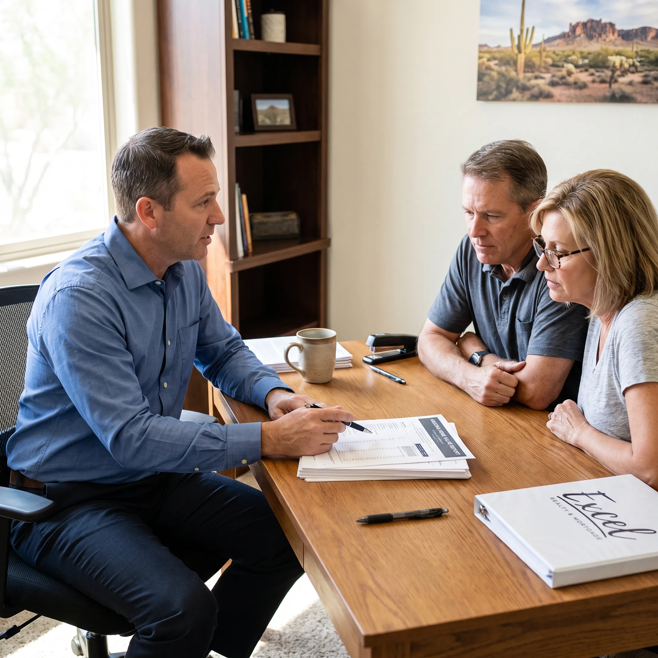 Mortgage professional explaining home equity options to homeowners