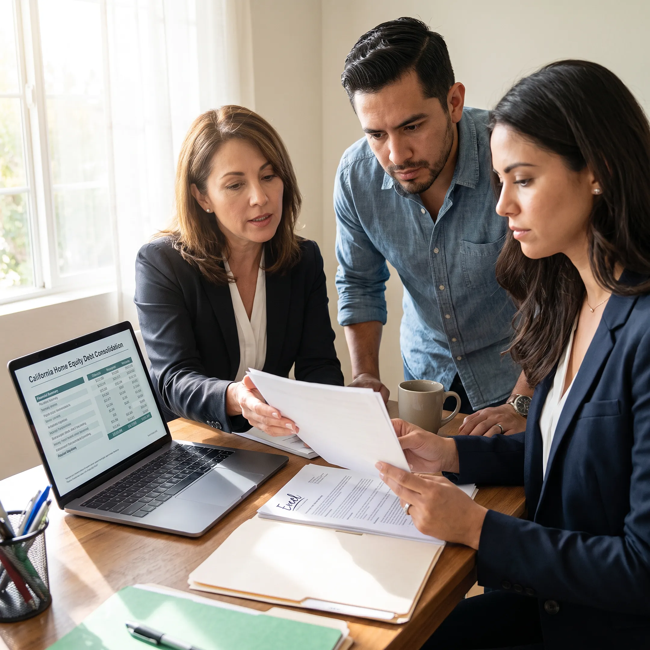 Mortgage professional explaining debt consolidation options