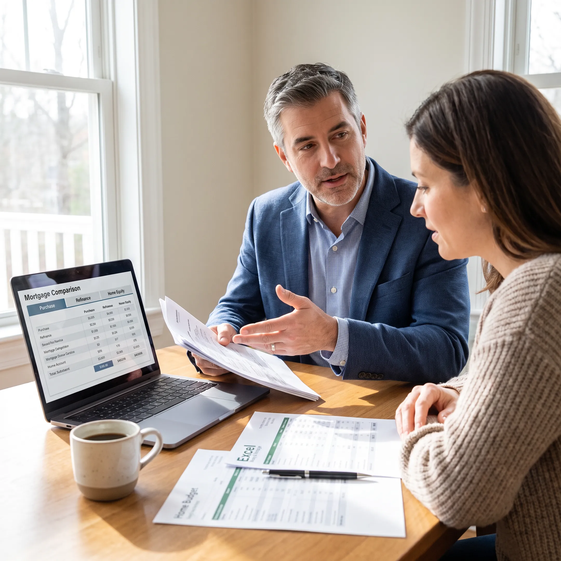 Loan officer explaining home loan documents