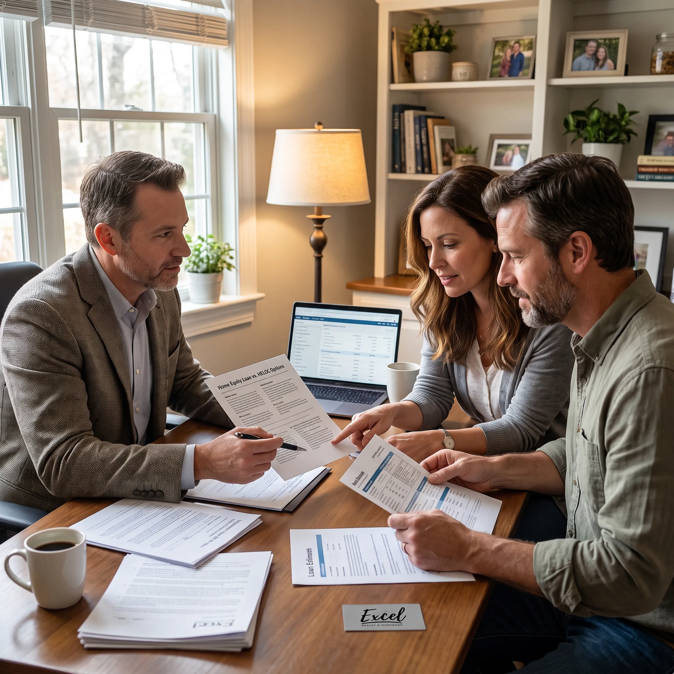 Mortgage professional discussing equity options with homeowners