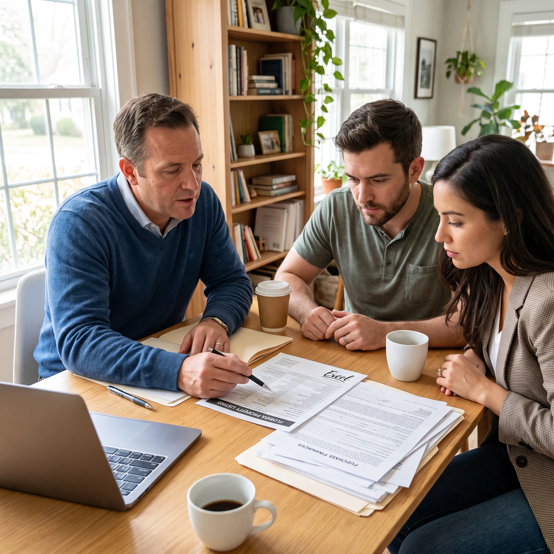 Homebuyers reviewing mortgage options with a loan officer