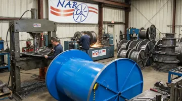 Steel wire reel reconditioning and custom fabrication services at Narco facility