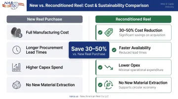Reconditioned versus new wire reel cost savings comparison 30 to 50 percent