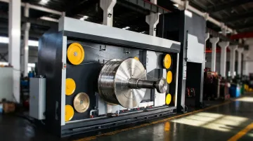 High-speed wire drawing machine with take-up reel in industrial facility