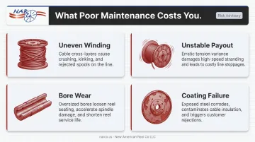 Four downstream effects of poorly maintained steel wire reels on production