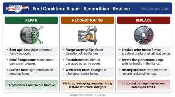Wire reel repair versus reconditioning versus replacement decision framework comparison chart