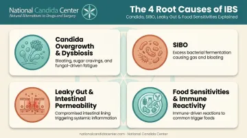 Four root causes of IBS including Candida SIBO leaky gut and food sensitivities