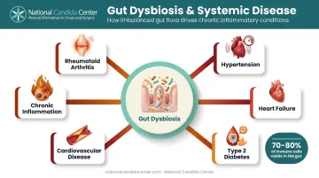 gut dysbiosis systemic inflammation connection to six chronic diseases infographic