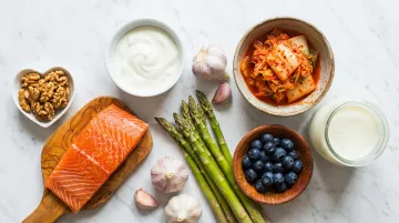Fermented foods prebiotic ingredients and omega-3 rich foods supporting gut microbiome health