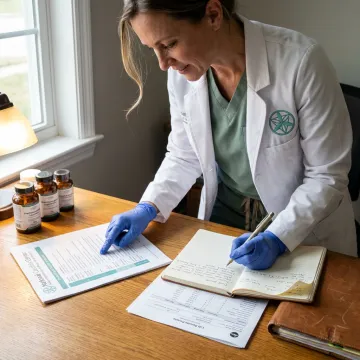 Practitioner reviewing a gut health treatment plan