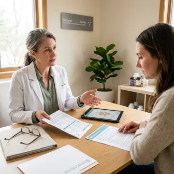 Consultant reviewing IBS treatment plan
