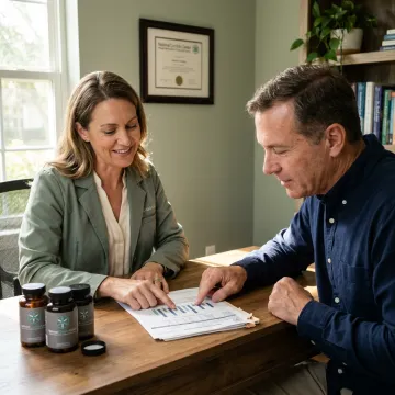 Functional medicine practitioner reviewing detox test results