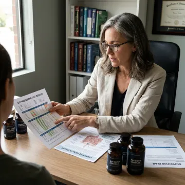 Clinician explaining gut microbiome testing process
