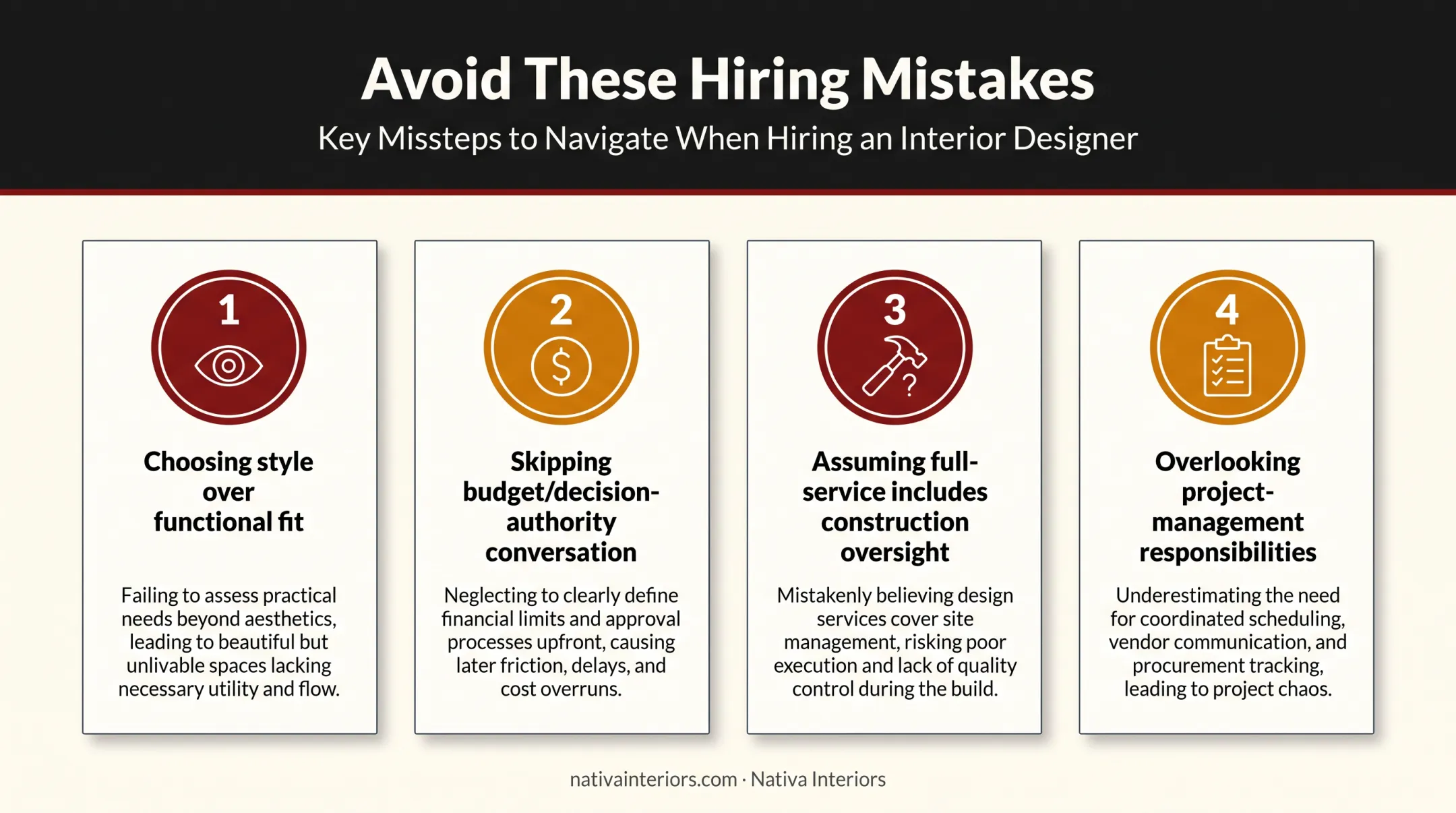 Four common mistakes to avoid when hiring an interior designer