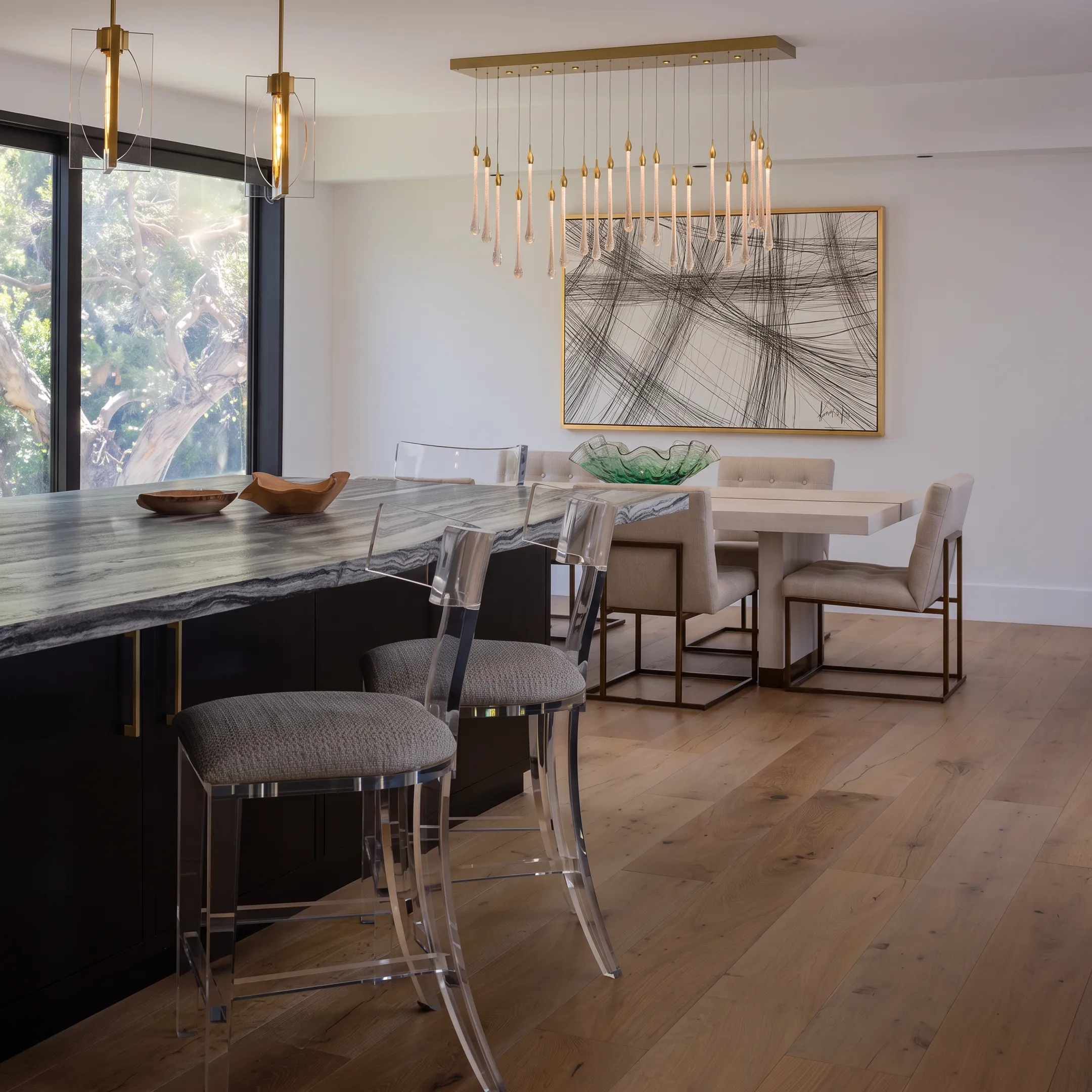 Custom designed dining and living space overlooking Southern California landscape