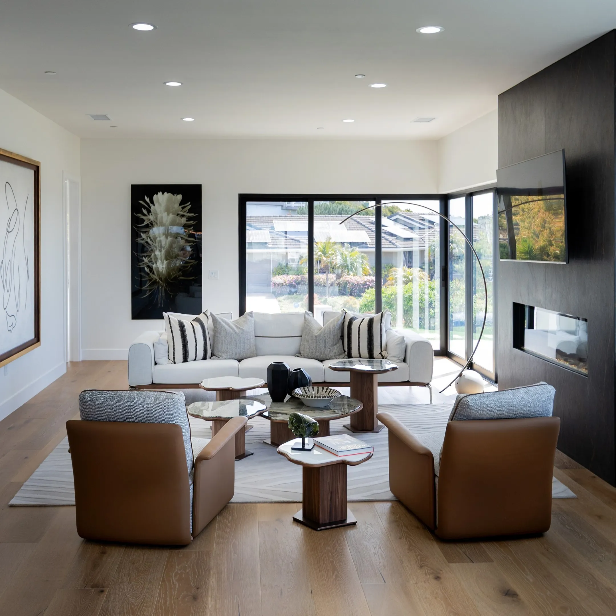 Custom handcrafted wood and upholstered furniture in an elegant interior setting