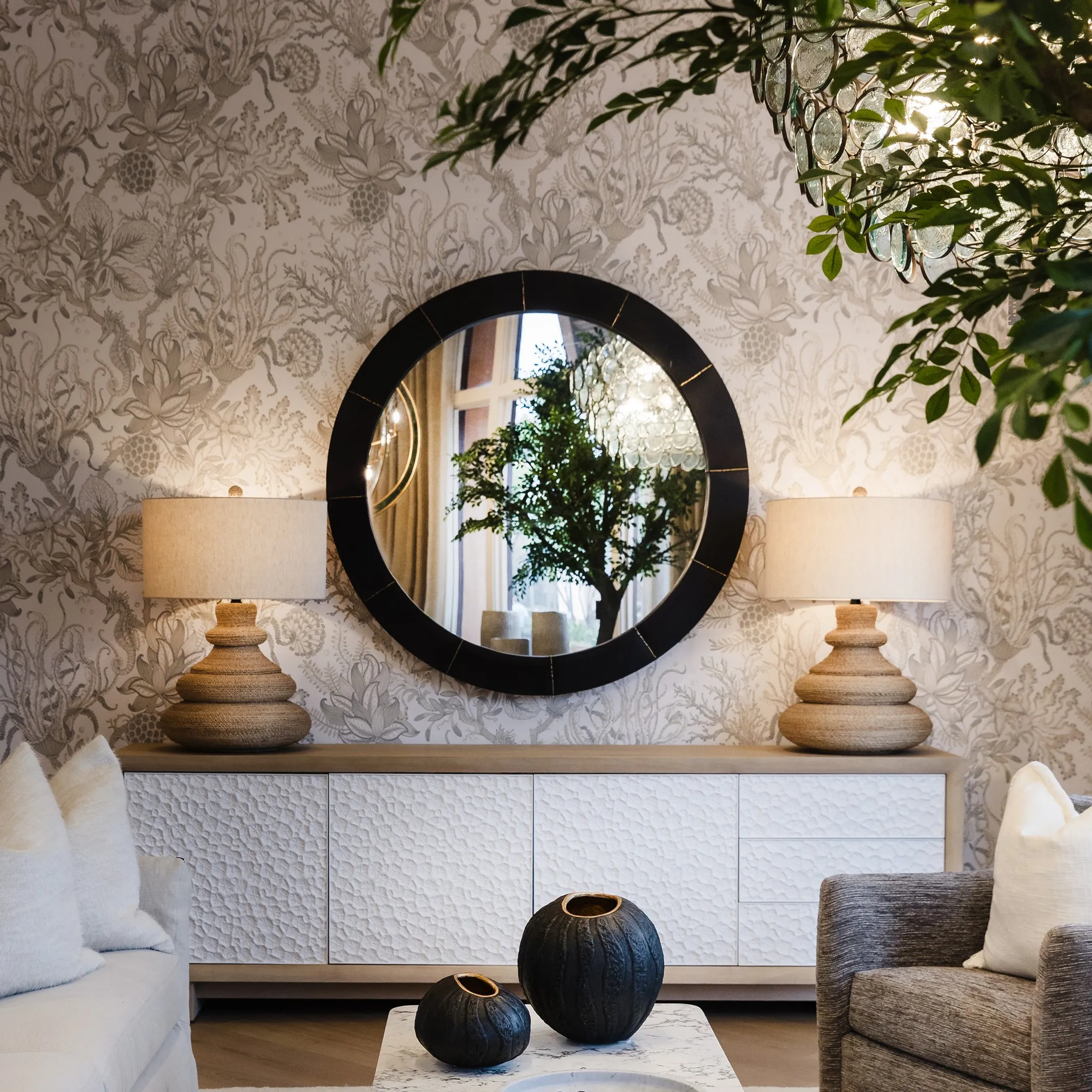 Custom handcrafted furniture and luxury coastal home decor in Newport Beach showroom