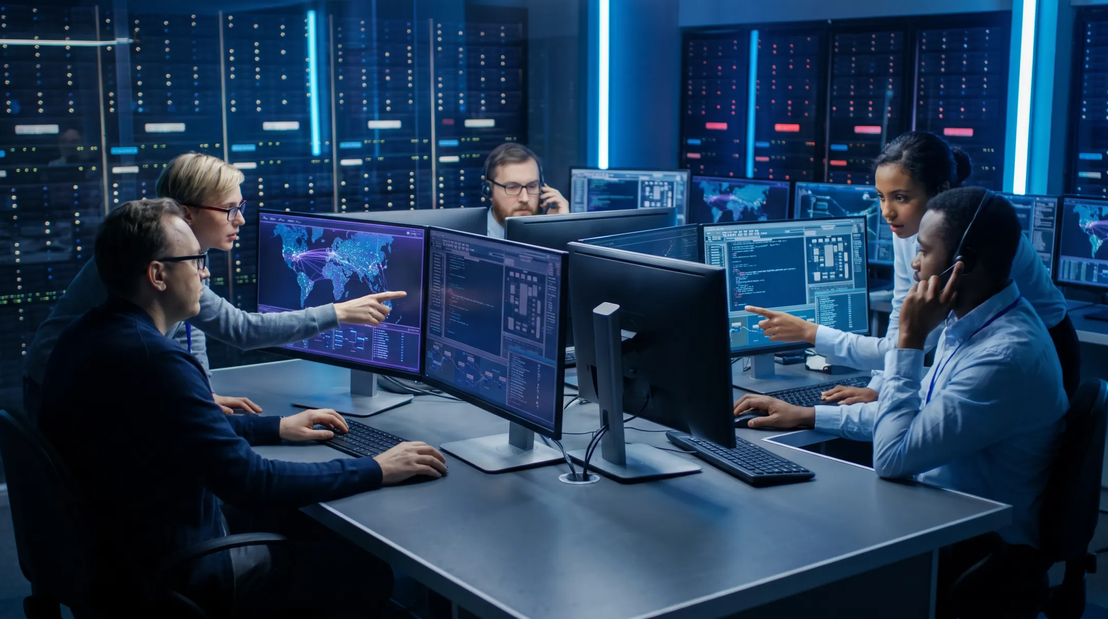 Security operations team monitoring cloud threats around the clock