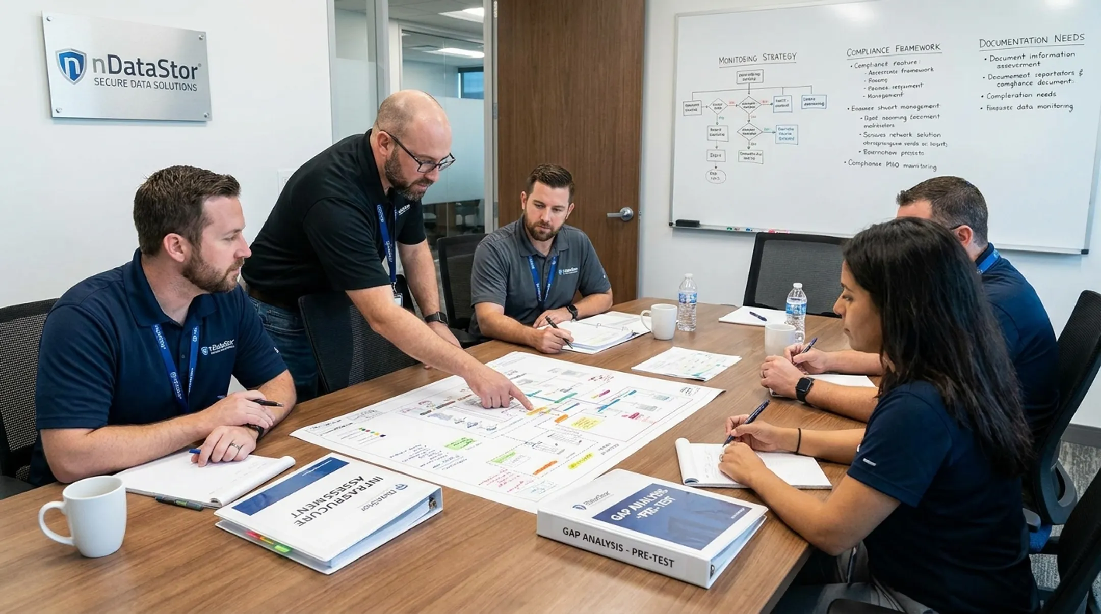 nDataStor security team reviewing network segmentation documentation