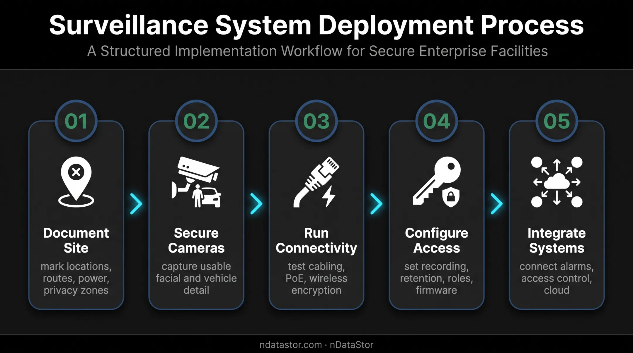 Five-step surveillance camera installation workflow for San Francisco businesses
