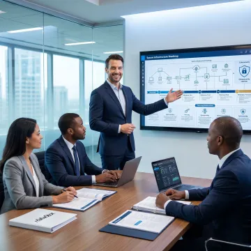 Consultant presenting infrastructure strategy to agency leaders